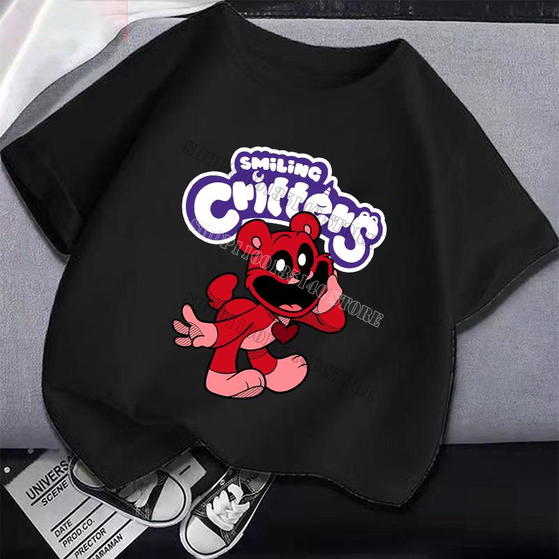 Smilings Critters Children T-shirt Clothing Cartoon Printing Boy Girl Tee Anime Summer Short Sleeved Clothes Cute Kids Top Decor