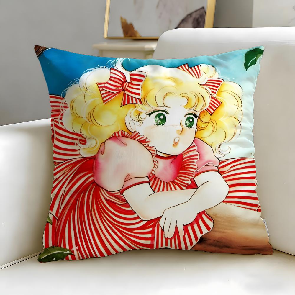 classic anime Candy Candy Cushion Cover Soft & Easy-Wash Pillow Case – Versatile for Couch, Bed, Travel and Office