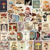 50Pcs Vintage Mushroom Stickers For Diy Scrapbooking Phone Laptop Suitcase Guitar Car Skateboard Helmet Cute Cartoon Sticker
