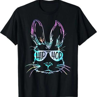 Camiseta Hip Hop Happy Easter Bunny Face Con Gafas De Sol Hombres Nios Vintage Fashion Casual Designer Clothes