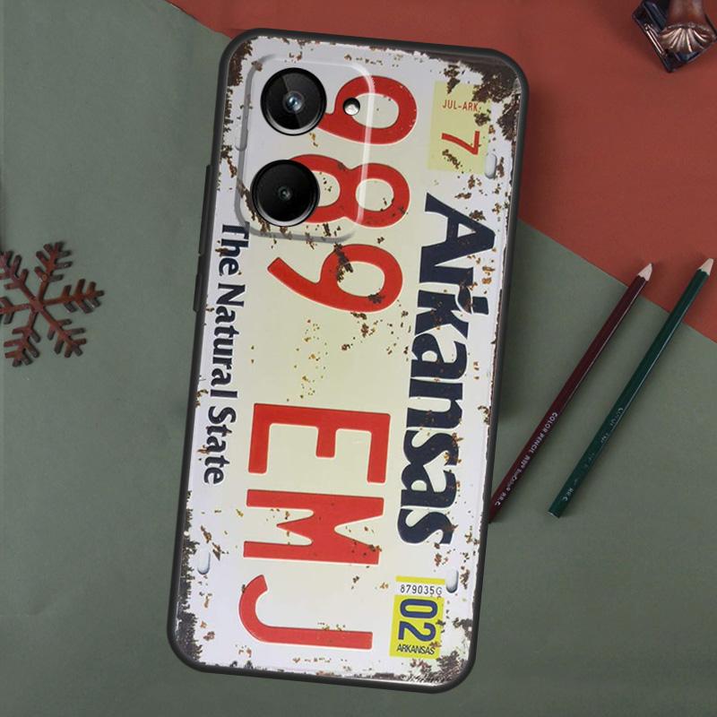 Retro Vintage License Case For Realme C75 C65 C67 C71 C63 C61 C55 C51 C53 C35 11 12 13 14 15 Pro Plus GT6 GT7 Pro
