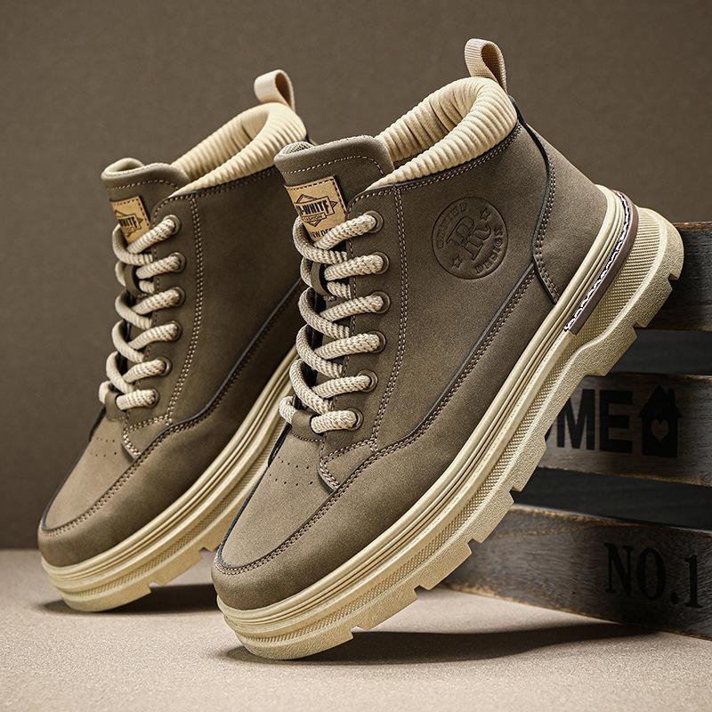autumn and winter new men's shoes high-top tooling shoes retro platform Martin boots outdoor break