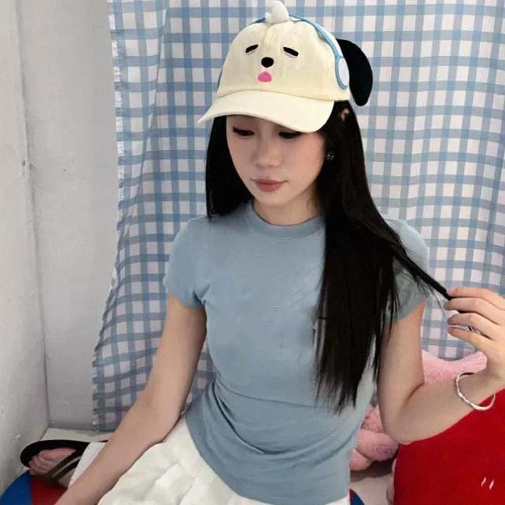 Adjustable Headset Dog Baseball Cap Sweet Puppy Hat with Big Ears Cartoon Peaked Cap  Sun Visor