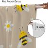 Rustic Honey Bee Curtains Honeycomb Daisy Floral Window Treatments Insulated Drapes Panel Sets Curtain With Rod Pocket Thermal Polyester