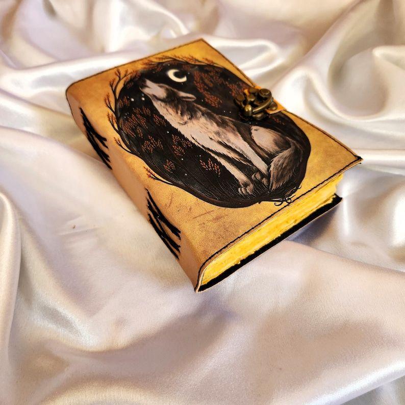 Wolf Leather Journal, Notebook, Leather Dairy, Travel Journal, Writing Journal, Sketchbook, Wedding Gift, Dream Journal, Personalized Gift.
