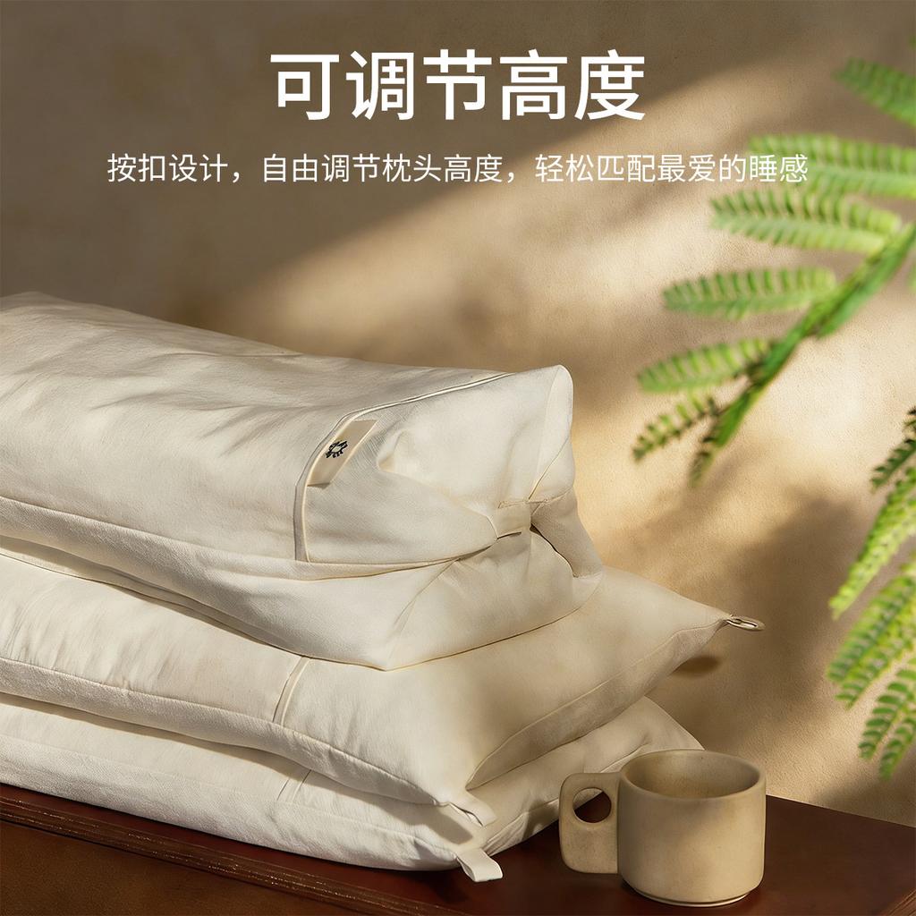 Detachable Cotton and Linen Whole Buckwheat Skin for Cervical Protection and Sleep Aid, Home Pillow Core
