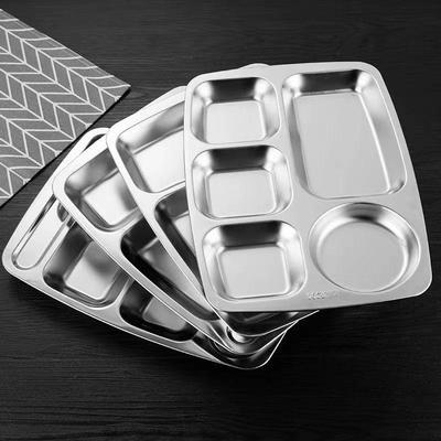 304 Stainless Steel Compartment Meal Tray for Kindergarten Students, Adults, and Canteens