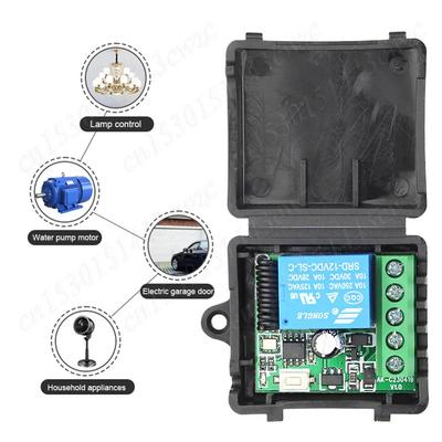 433MHz Drahtloser Fernbedienungsschalter 1CH 10A Relaisempfänger DC 12V HF-Sender Ein Aus-Taste 1-Kanal-Fernbedienungsschalter