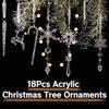18Pcs Decorative Snowflake Ice Strip Pendants Simulation Xmas Tree Hanging Ornament  New Year