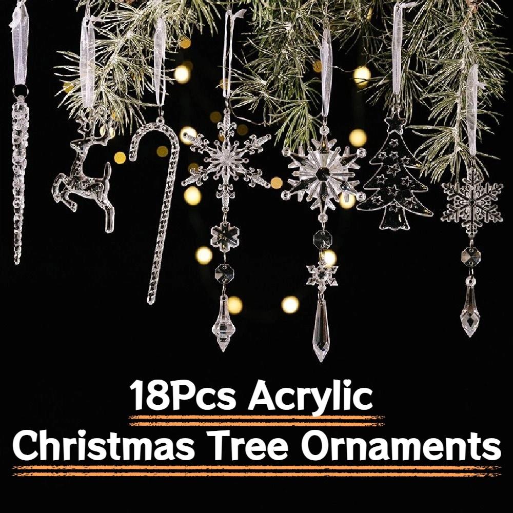 18Pcs Decorative Snowflake Ice Strip Pendants Simulation Xmas Tree Hanging Ornament  New Year