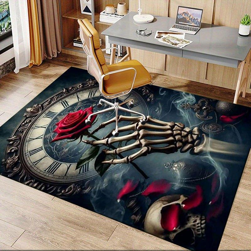 "Timeless Beauty: Gothic Skeleton Hand Holding Red Rose Wall Art Print"Office Mat Home Decor Office Desk Chair Carpet for office ph84