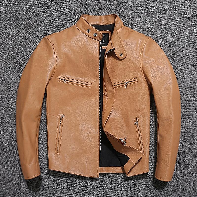 

Молодежная мотоциклетная куртка из натуральной кожи коровьей шкуры высшего слоя, мужская короткая приталенная и модная куртка 5XL