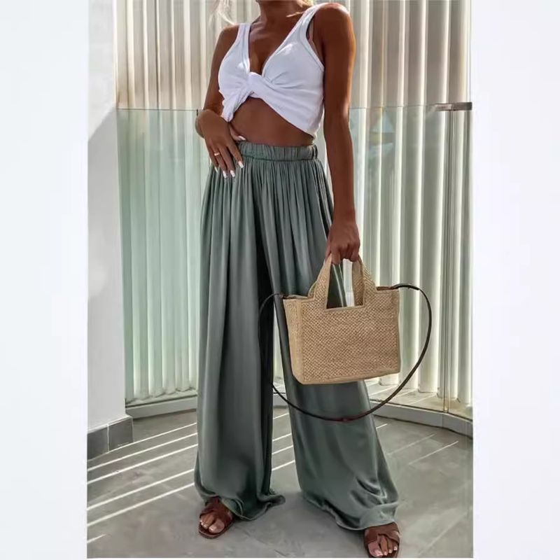 Loose Casual Pants2024 Fashion Autumn Women's Pocket Casual Wide Leg Best Selling Loose Casual Trousers Casual Trousers