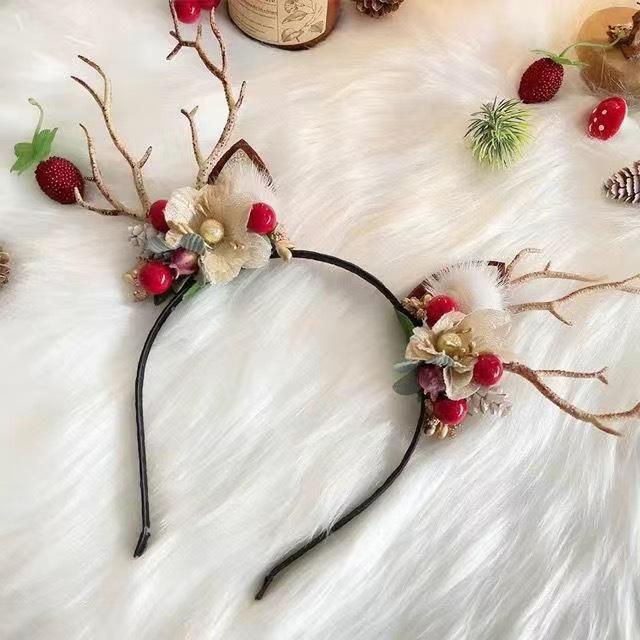 2022 Luminous Antlers & Butterfly Headband: Festive Children's Photo Props