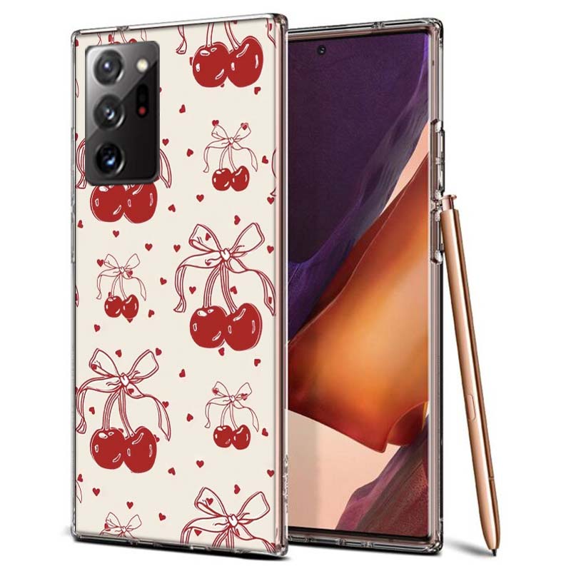 Kirsch Schleife Handyhülle für Samsung A55 A35 A25 A15 A07 A05S A16 A17 A26 A36 A37 A56 A57 Galaxy Note 20 10 A50S A71 A51 A31 A30 A2
