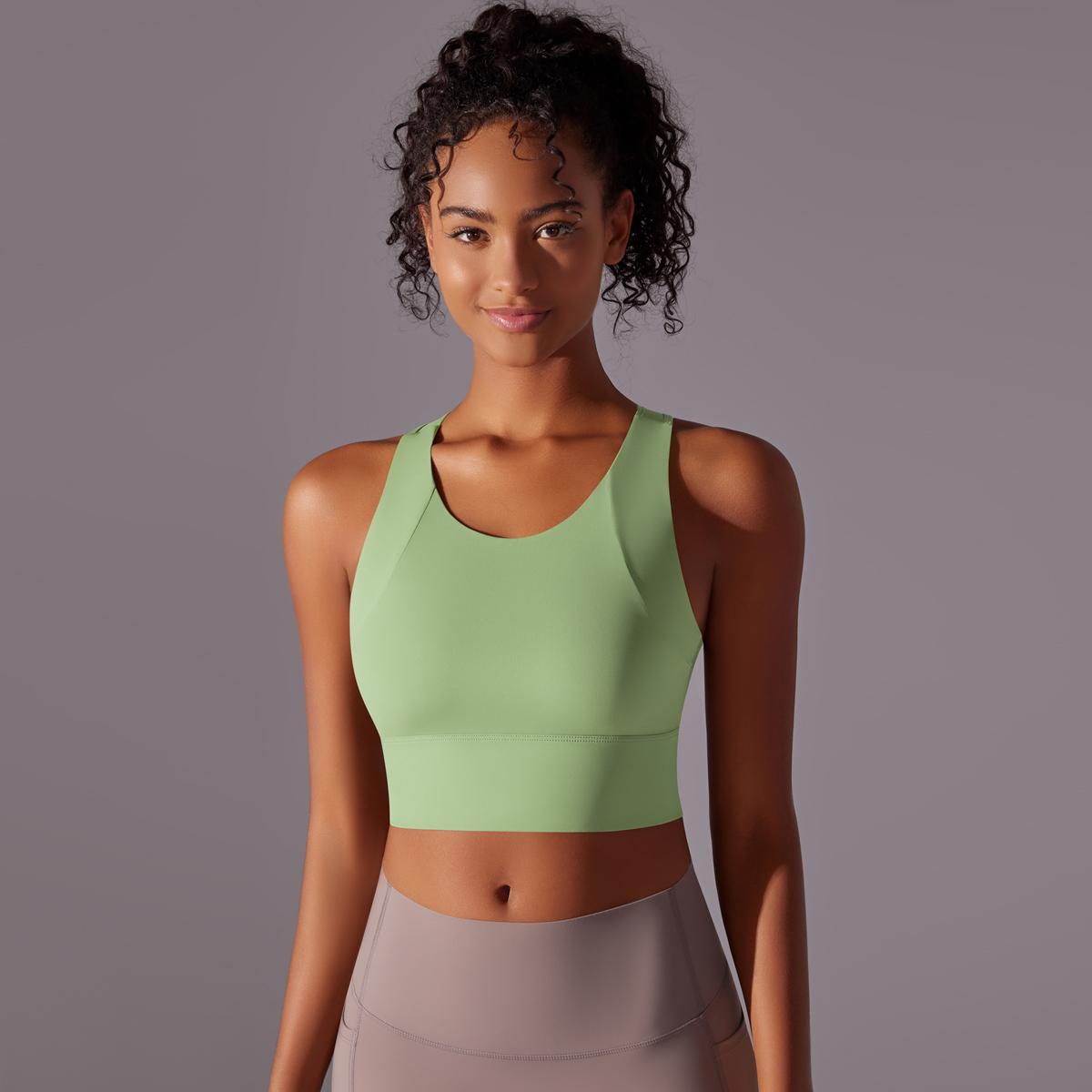 

Nessaj Женский жилет для йоги, дышащий, спортивный топ для тренировок, однотонный бюстгальтер для бега и фитнеса M