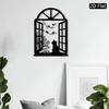 1pc Cat Birds Silhouette Window View Metal Wall Art, Detailed Craftsmanship Artistic Metalwork Sculpture, Housewarming Gift Christmas Decoration