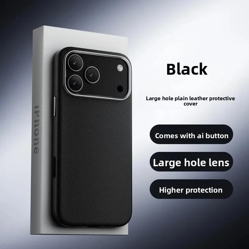 High-end Premium Genuine Leather Magnetic Charging Case For IPhone 17 Pro Max 17Air AI Smart Control Camera Button Protect Cover