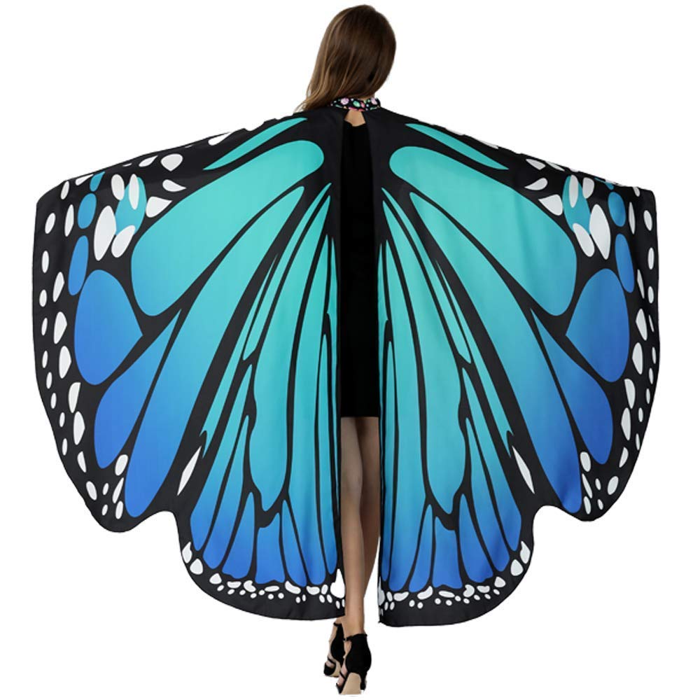 

Emfay Butterfly Wing Costume Shawl for Cosplay and Women s Cloak/Fairy Dance, Blue-Green