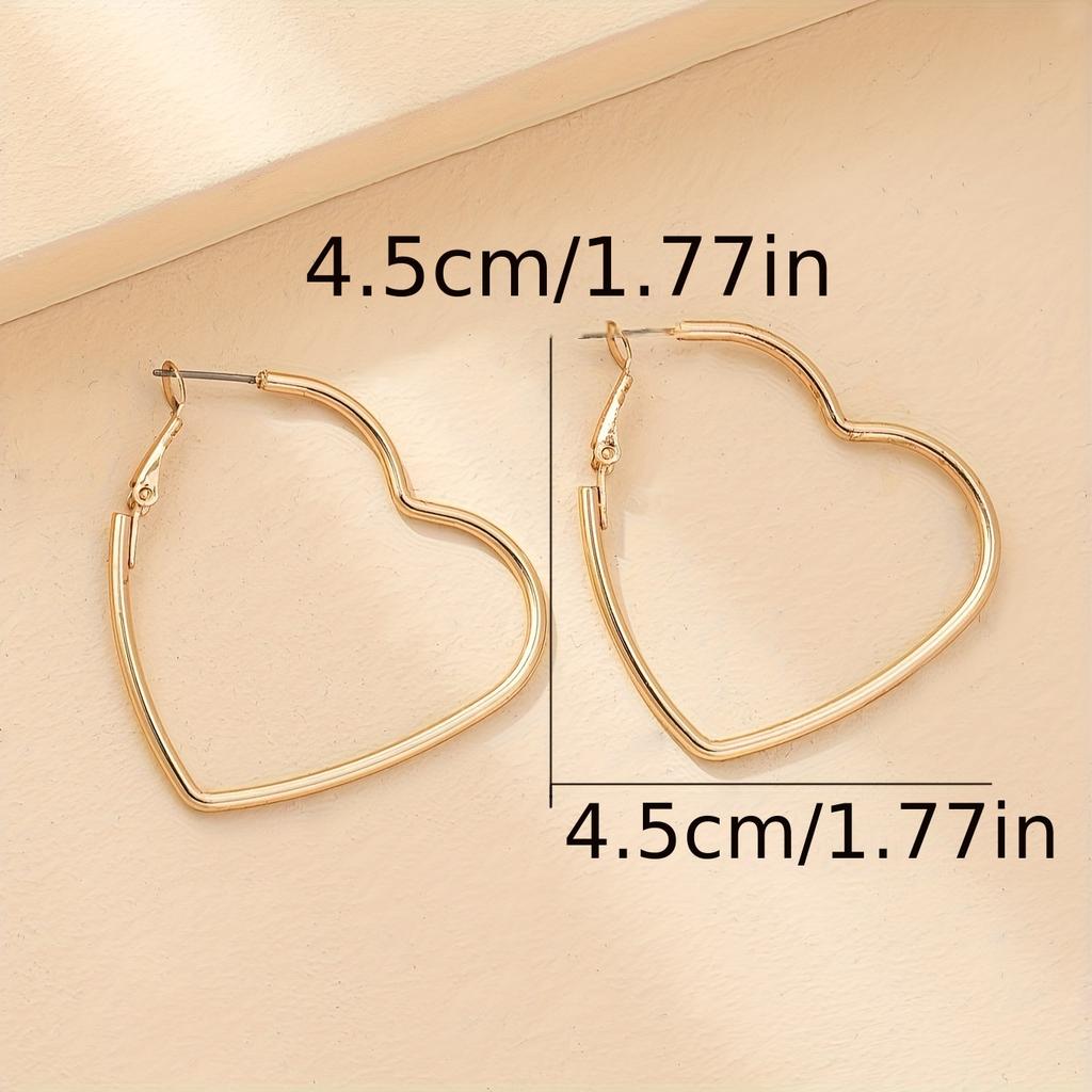 Jewelry Personalized Hollow Heart Stud Earrings, Versatile Temperament Contour Geometric Earrings Women