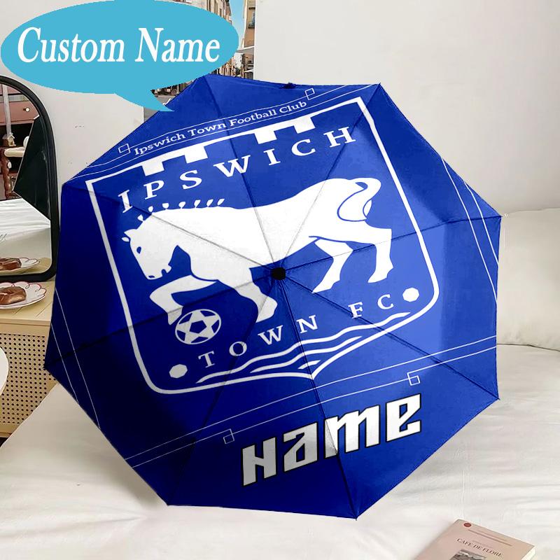 Custom Name Umbrella Ipswich FC Crest Umbrella 8-Frame for Travel, Camping, Casual Lightweight Portable, Essential for Family Gifts