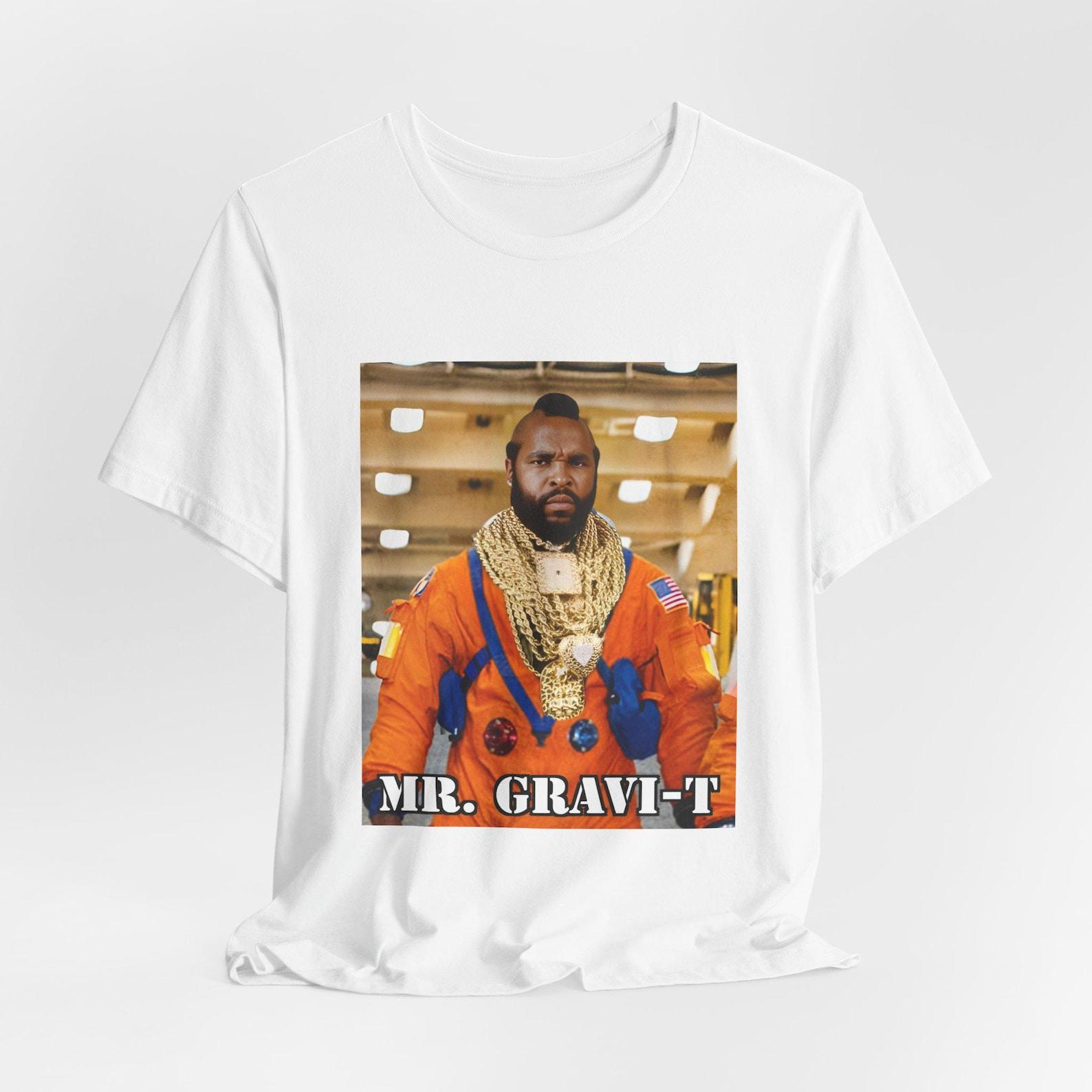 Mr. Gravi-T Parody T-Shirt, Space Meme Graphic Tee, Retro Pop Culture Unisex Shirt M