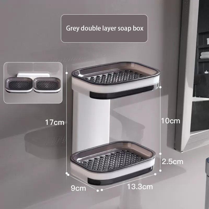 Toilet Soap Box Without Punching Soap Box Double Drain Tray Soap Box Storage Bathroom Storage Rack Soap Box