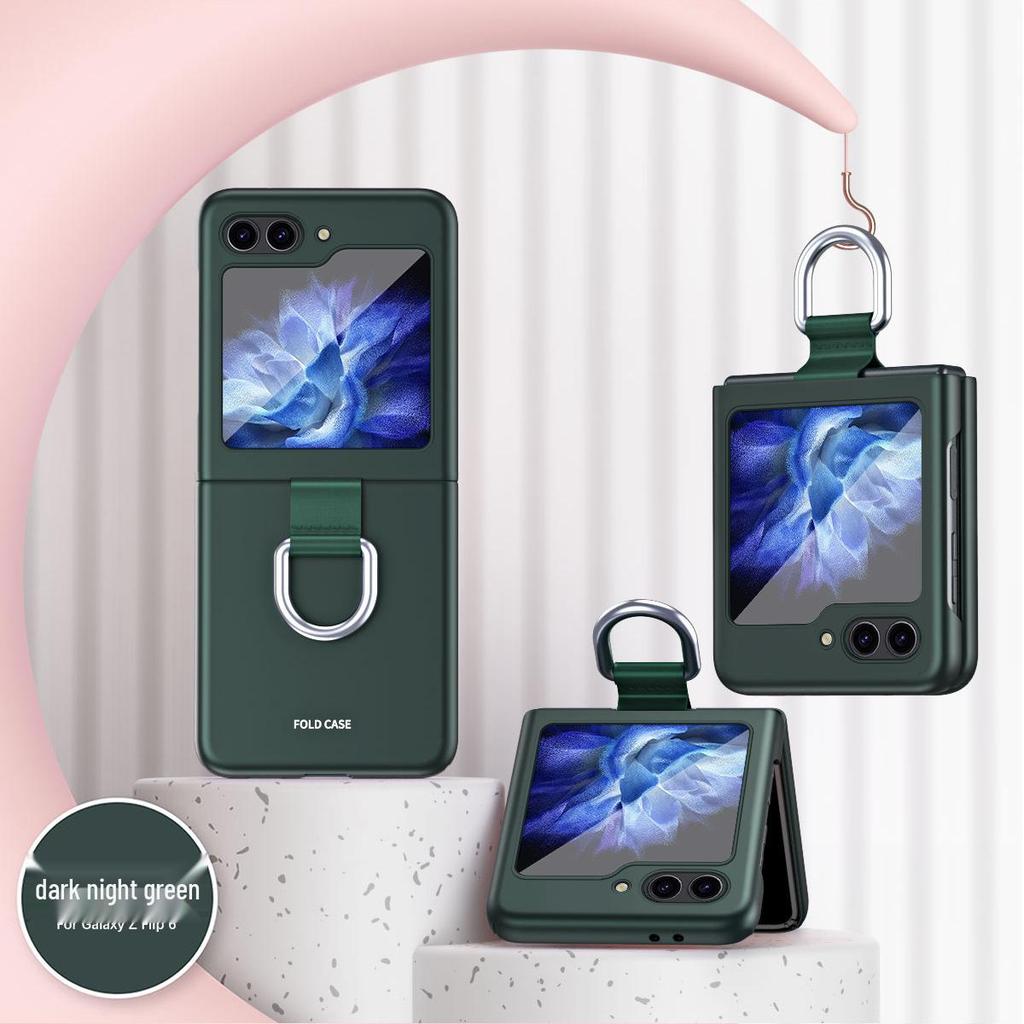 Samsung Z Flip7 Silk Ribbon Lanyard Case: Full Coverage, Skin-feel Protective Case with Ring Holder for Flip6/5.