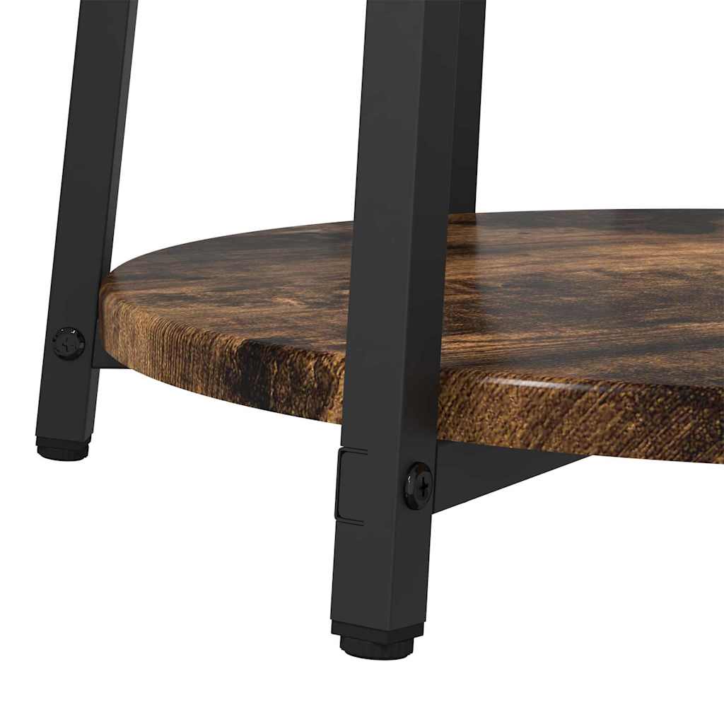 Side Table Set with Shelf 2 pcs Smoked Oak and Black Brown