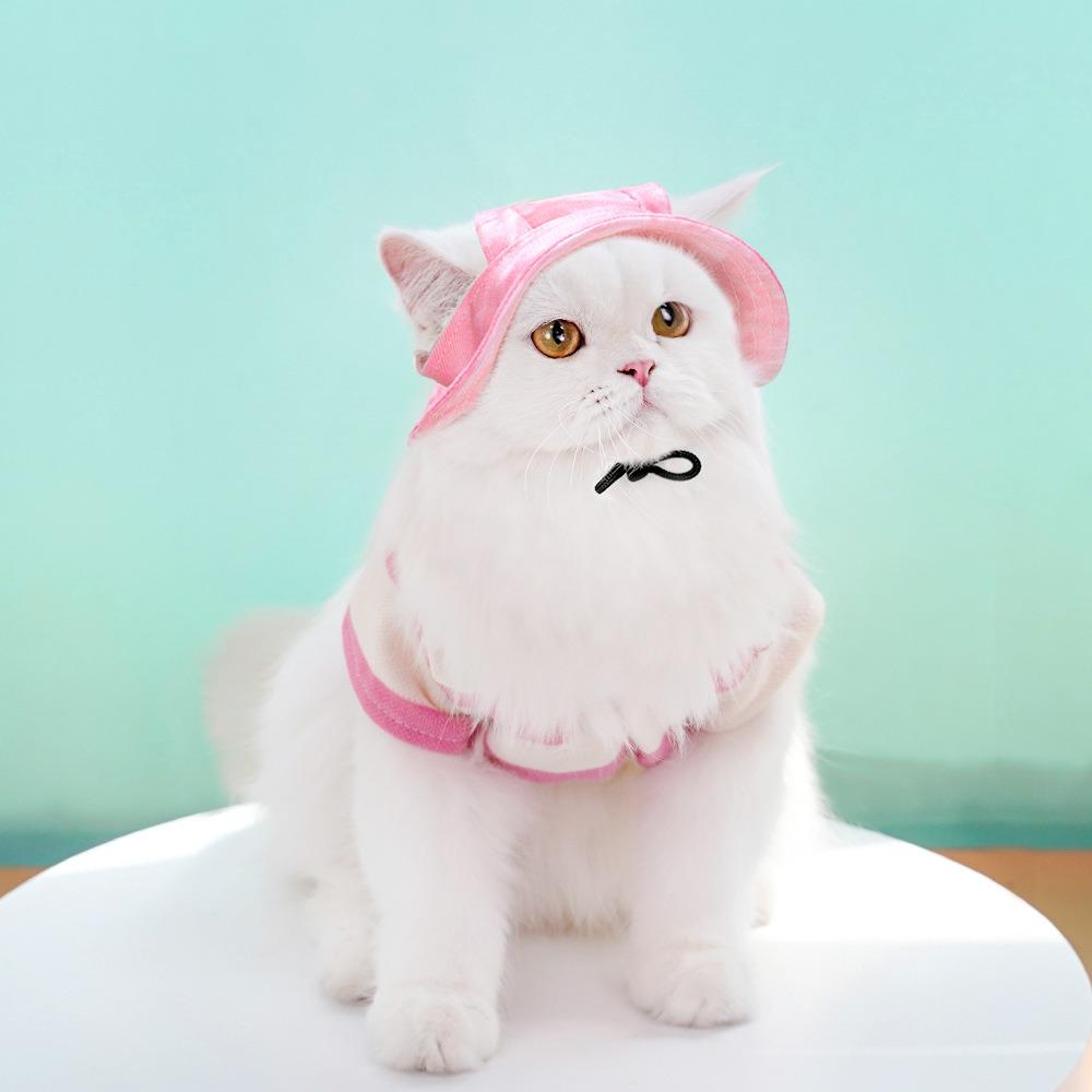 

Хлопковый материал Ковбойская шляпа для кошки С отверстиями для ушей Кепка для чихуахуа Милая шляпа для питомца Крошечный питомец S розовый