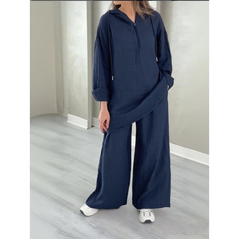 Plus Size Casual Suit Women's Autumn Sweatshirt Wide Leg Pants Suit