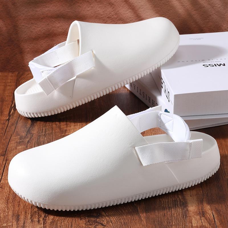 New men's solid color cool slippers thick bottom non-slip wear-resistant fashion simple leisure outdoor beach bag head mop