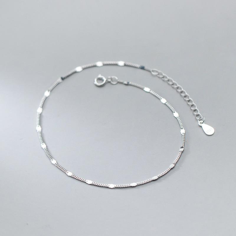 Fashion Simple 925 Sterling Silver Summer Link Chain Anklet Foot Jewelry for Women Girls