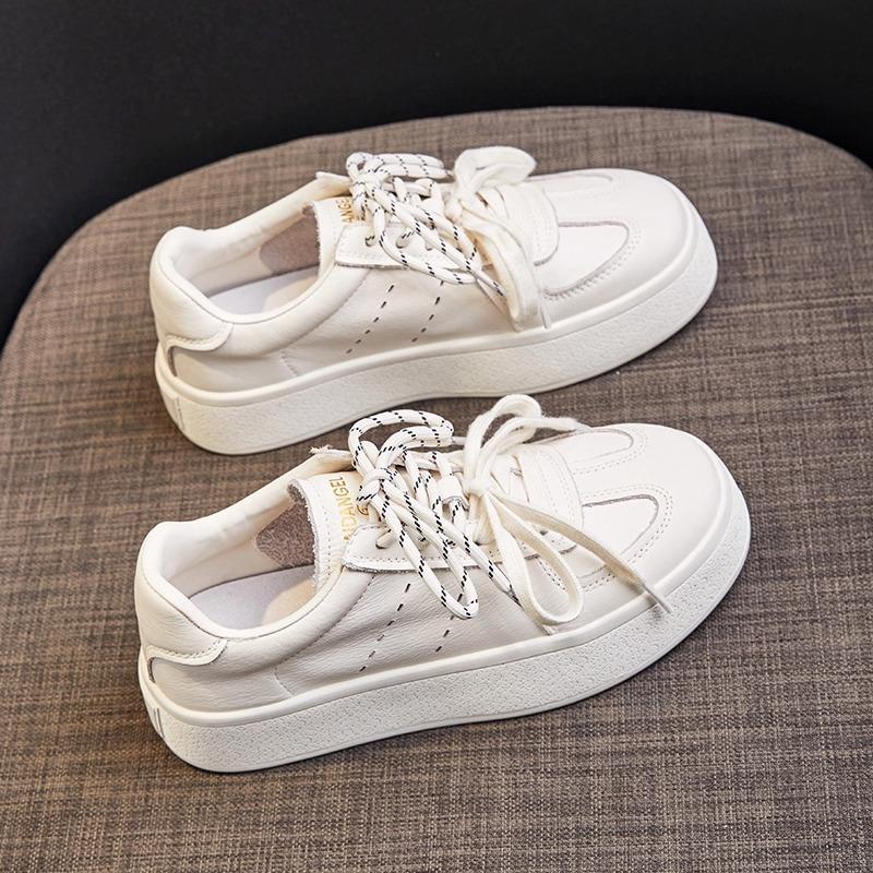 Platform white shoes women's spring new versatile lace-up casual shoes board shoes women