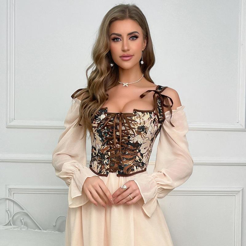 

Сексуальное ретро корректирующее белье женский корсет-корсет короткий жилет снаружи M(INTL.S)