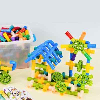80/100/200 Stück Kinder-Rohrbaustein-Spielzeug, Feinmotorik, bunter Rohrblock, Konstruktionsspielzeug, Kleinkinder, Jungen und Mädchen, pädagogischer DIY-Block