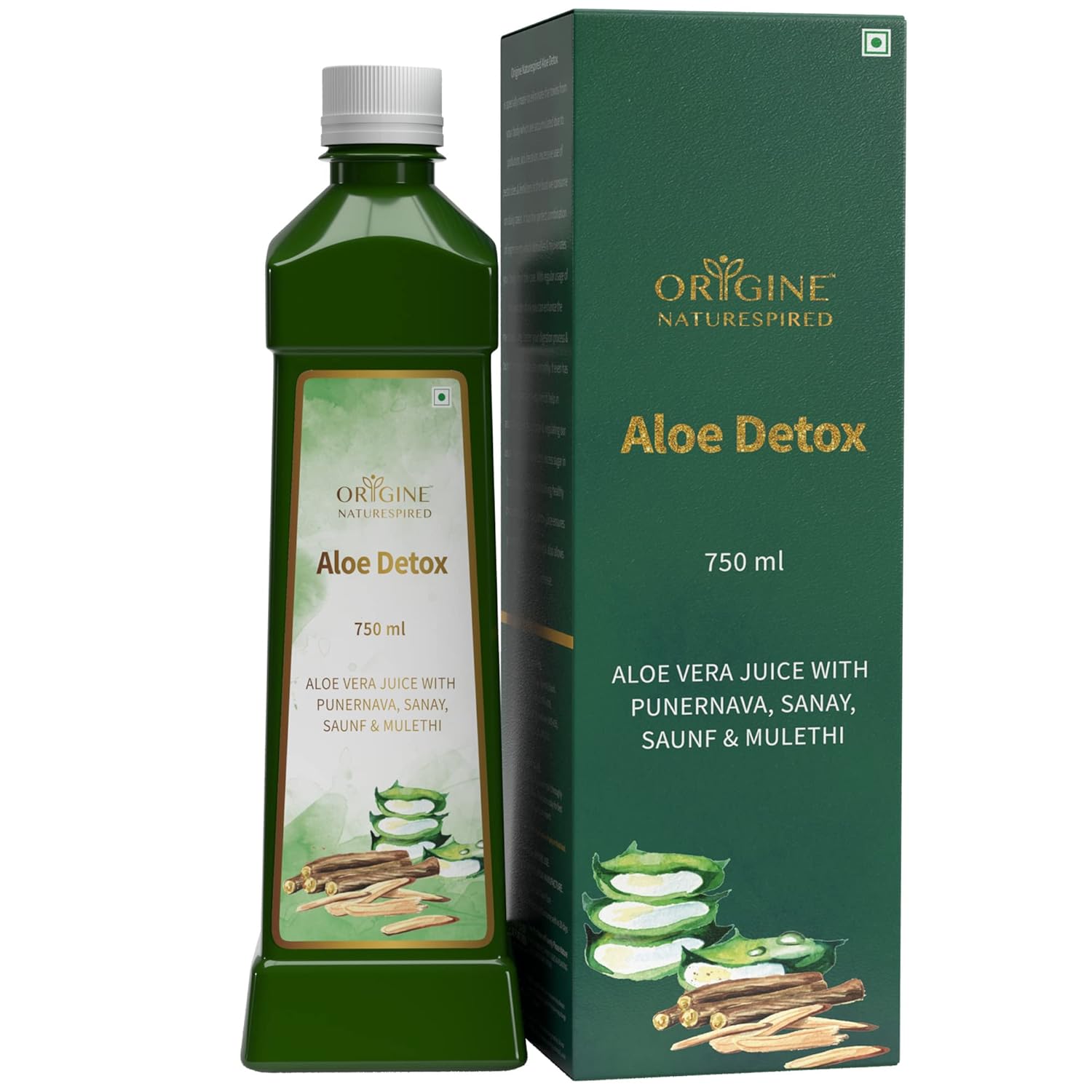 

Origine Naturespired Aloe Detox Juice 750 ml Aloe Vera Triphala Mulethi Herbal Digestive Detox Drink No Added Sugar