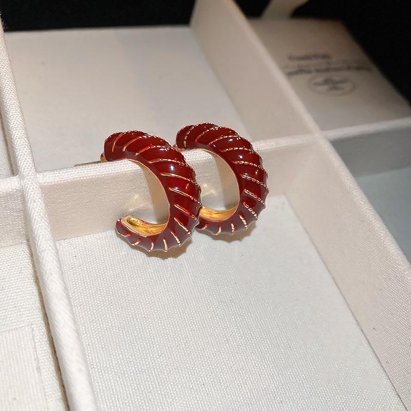 

Ретро серебряные серьги-пусеты C-образной формы с геометрическим дизайном для простого, модного и элегантного образа