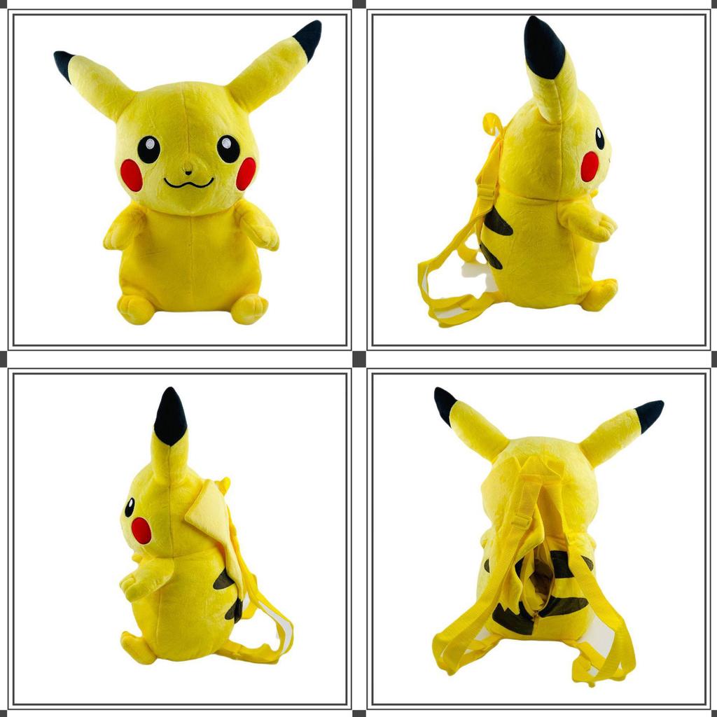 Large Eevee Charizard Gengar Piplup Mimikyu Plush School Backpack for Kids