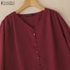 ZANZEA Women Casual V-Neck Solid Color 3/4 Sleeve Loose Blouse
