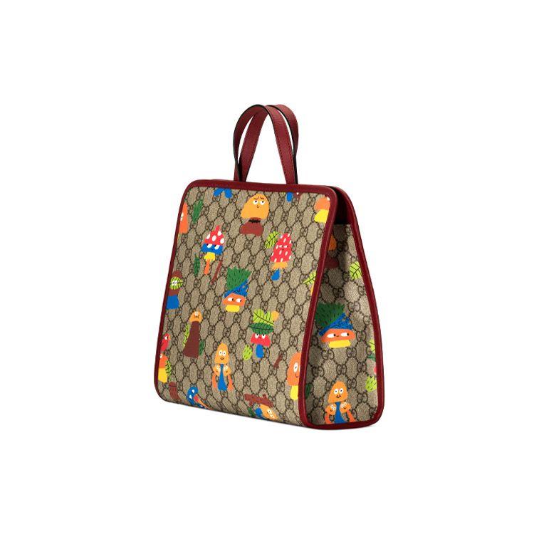 Gucci GG Canvas Pilz-Print Kinder-Tragetasche Beige Rot Tägliches Einkaufen 605614-22BBN-8682