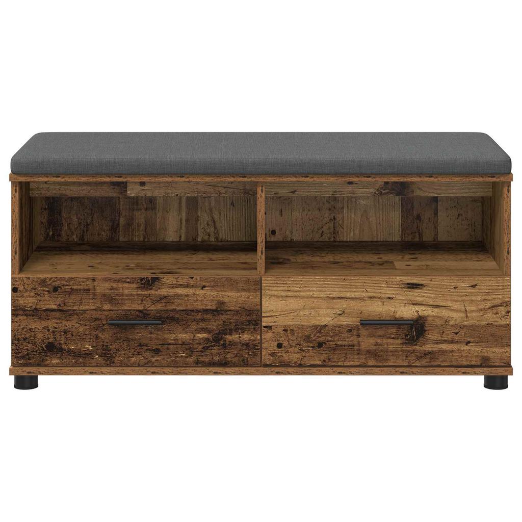 Hallway Bench with Cushion and Drawers Reclaimed Wood Look 100 x 38 x 46 cm