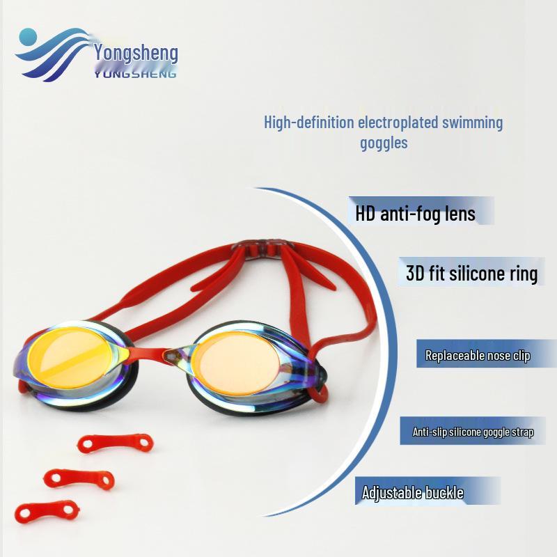 Colorful HD Electroplated Unisex Swimming Goggles - Waterproof, Anti-Fog, Small Frame, Comfortable for Diving and Training