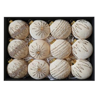 Flocked Tree Decorations Velvet Christmas Ornaments
