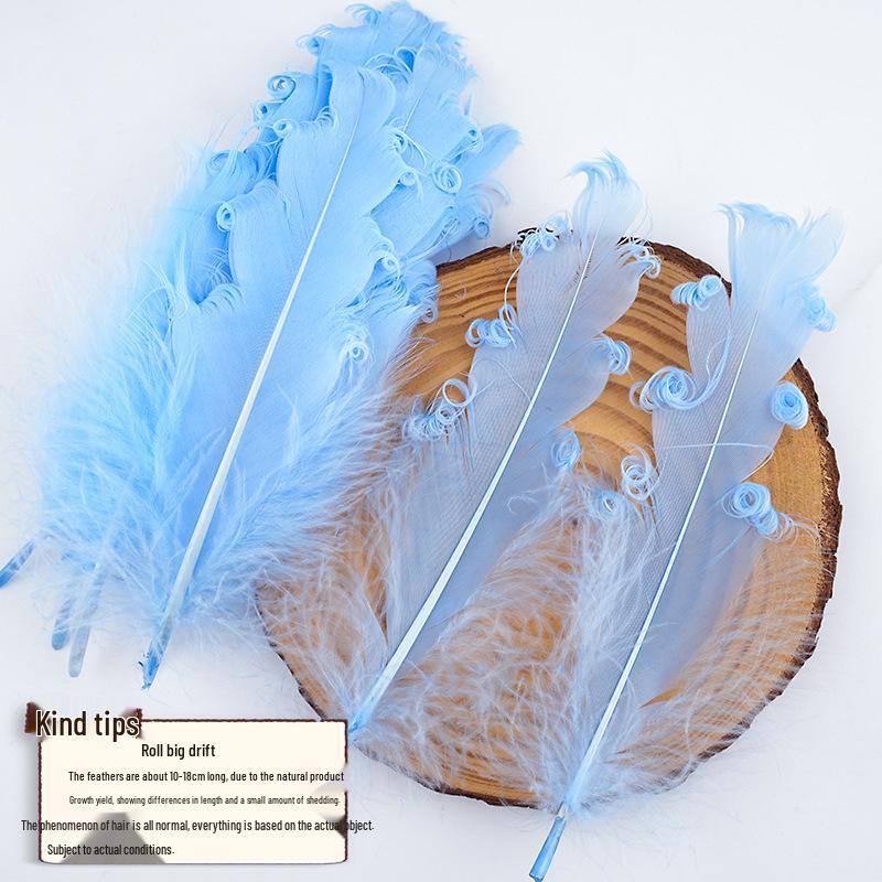 DIY Handmade White Large Curly Feather Accessories for Hats, Clothing, and Bags