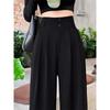 Womens High-Waisted Wide-Leg Straight Trousers Comfortable Office Casual Pants With Slight Stretch
