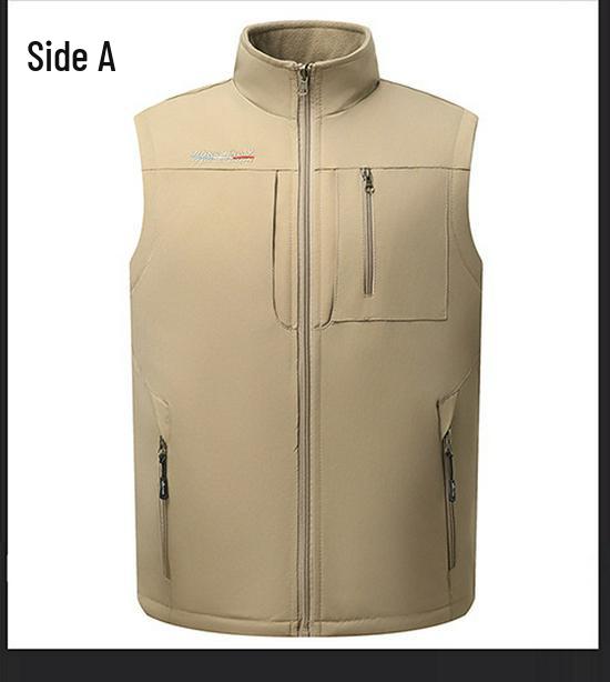 Men's Double-Sided Fleece-Lined Casual Jacket, Multi-Pocket, Dad Style for Autumn and Winter