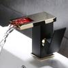 Bathroom Basin Faucet Black Gold Brass LED Sink Mixer Tap Hot and Cold Unique Design Basin Lavtory Faucet Brass