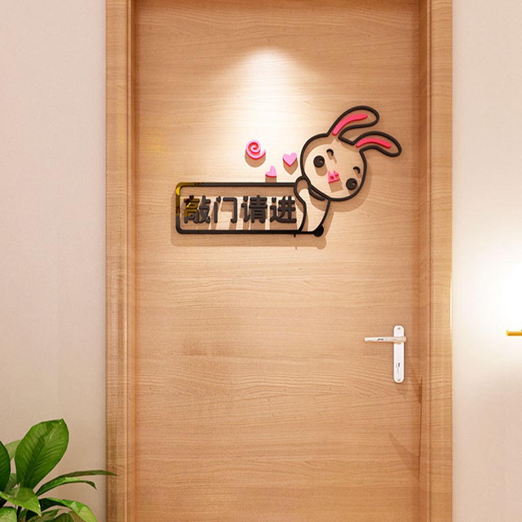 Door Sticker Cartoon Acrylic Self-adhesive PVC Wall Decals Children's Room Dormitory Rental Room Bathroom Door Sticker