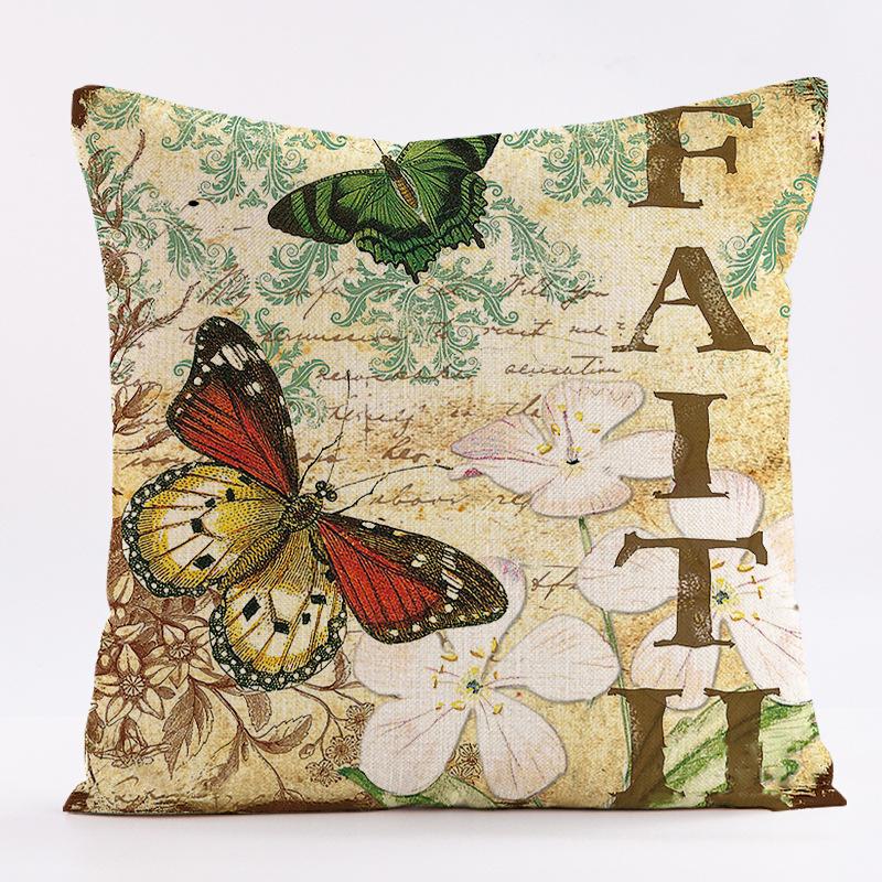 Retro Butterfly Pattern Throw Pillow Cover With Short Plush Print For Living Room Sofa Decoration Cushion Cover Pillow Covers